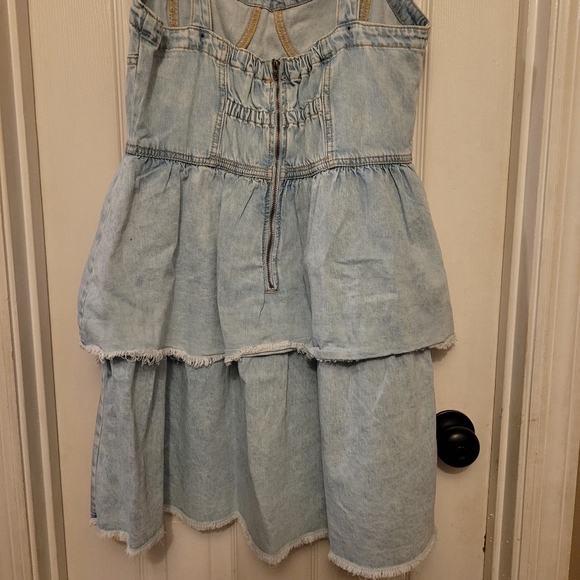 American Eagle Denim Jean Ruffled Layered Dress - Picture 6 of 9